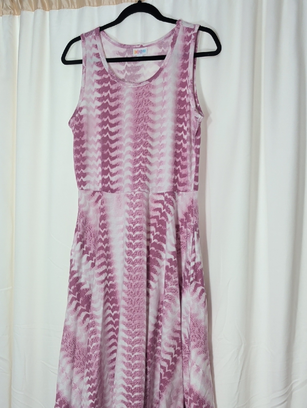 LuLaRoe Mauve & White Sleeveless Midi Dress